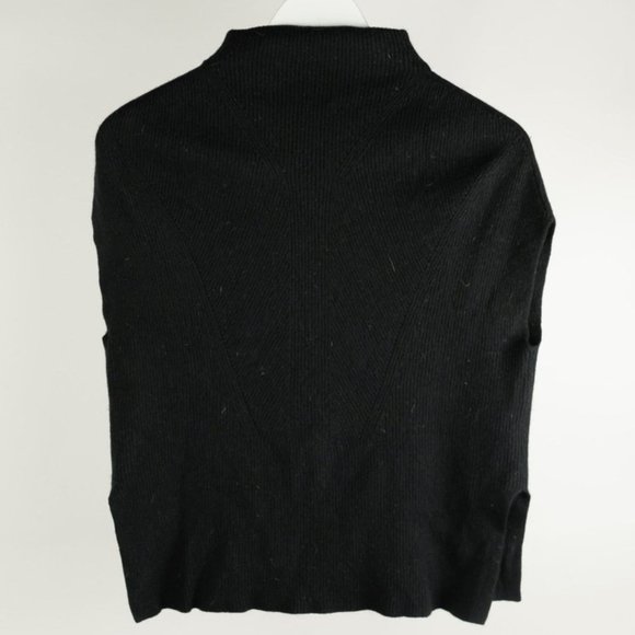 Vince Black Mock Neck Dolman Short Sleeve Wool-Cashmere Blend Sweater - Picture 2 of 5